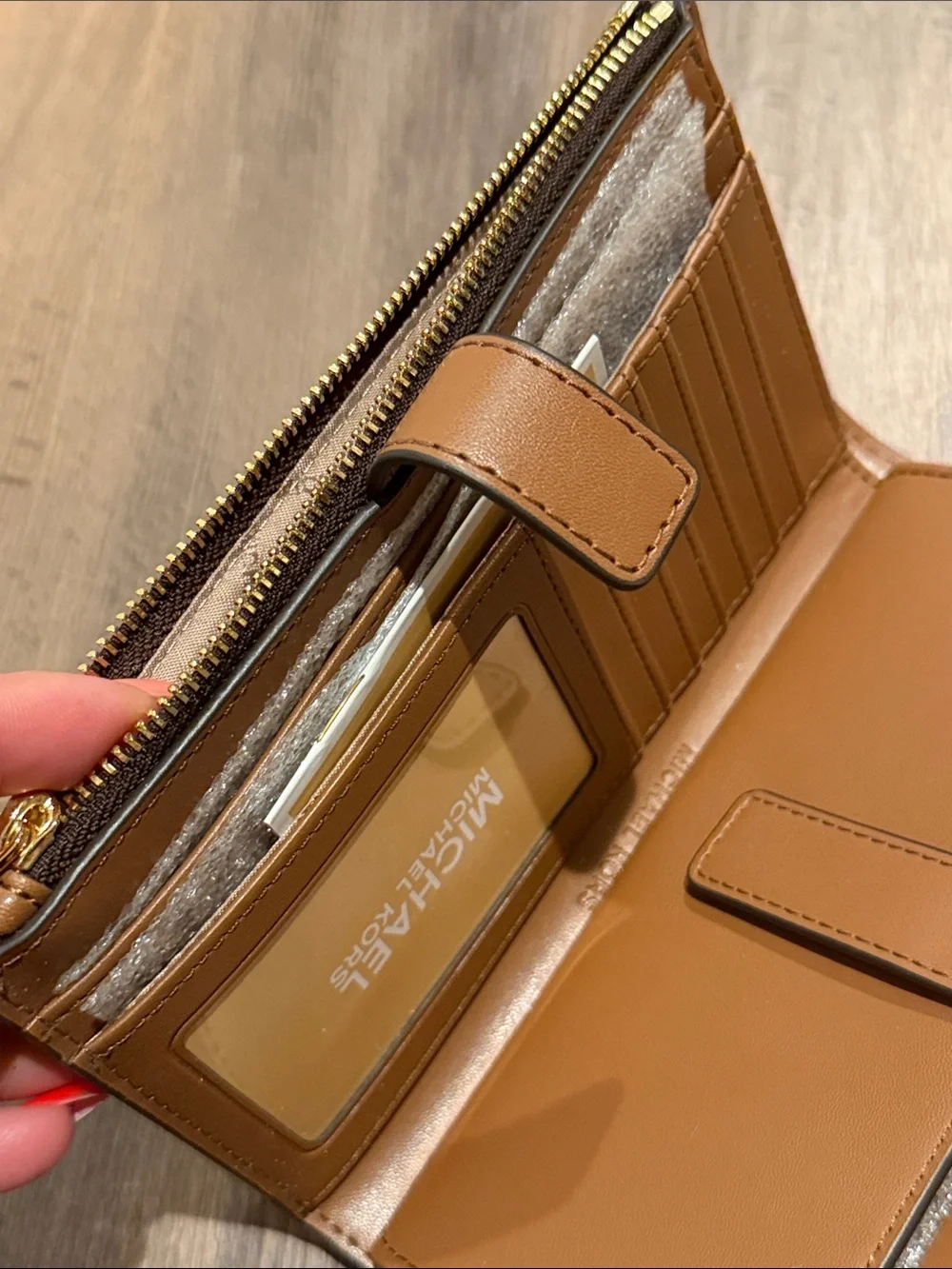 Michael Kors | Dark Brown MK Logo Wristlet with Gold Hardware